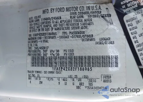 2002 Ford Mustang Gt from USA, damaged, VIN 1FAFP42X82F186965